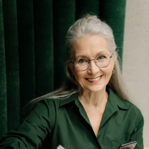Woman in green portrait