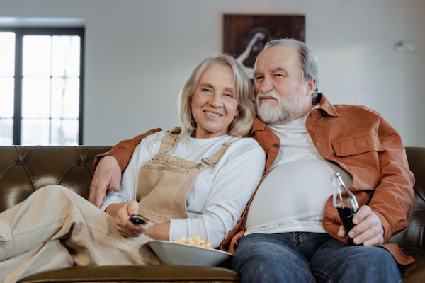 Senior couple relaxing and smiling